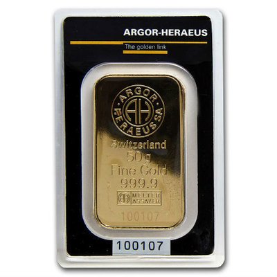 Золотий злиток Argor Heraus 50 грам 5088 фото