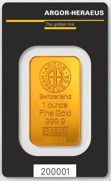 Золотий злиток Argor-Heraeus 1 унція (31,1г) 8987 фото