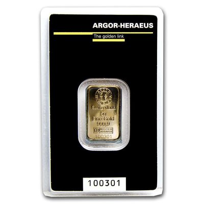 Золотий злиток (зливок) Argor Heraus 5 грам 999,9 проба 9271 фото