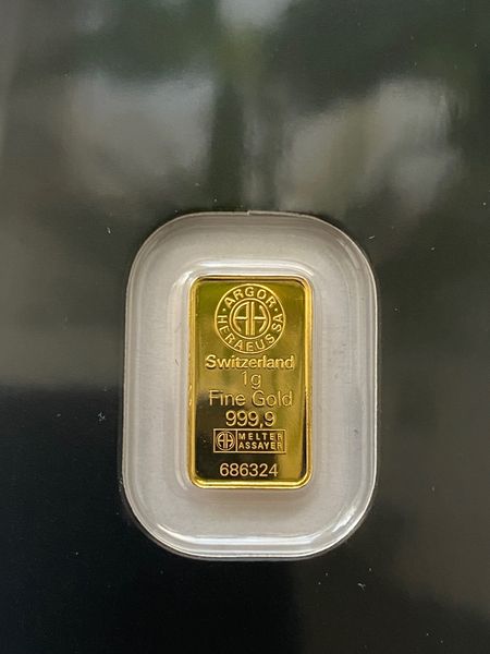 Золотий злиток (зливок) Argor Heraus 1 грам 999,9 проба 9317 фото