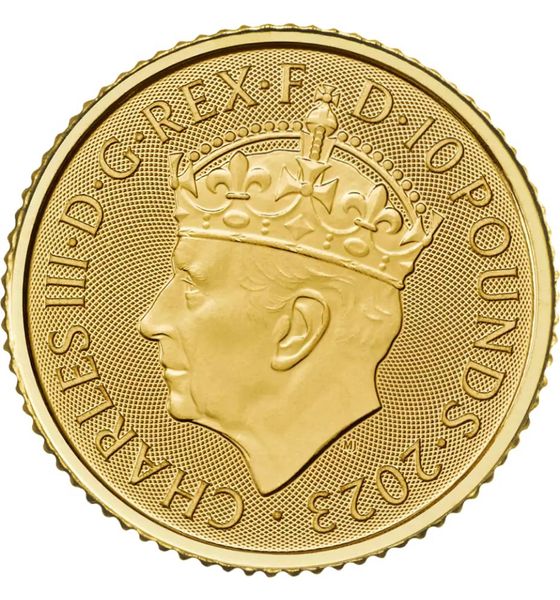 Золота монета Британія Карл 3 10 фунтів 3,11 грам 3181 фото