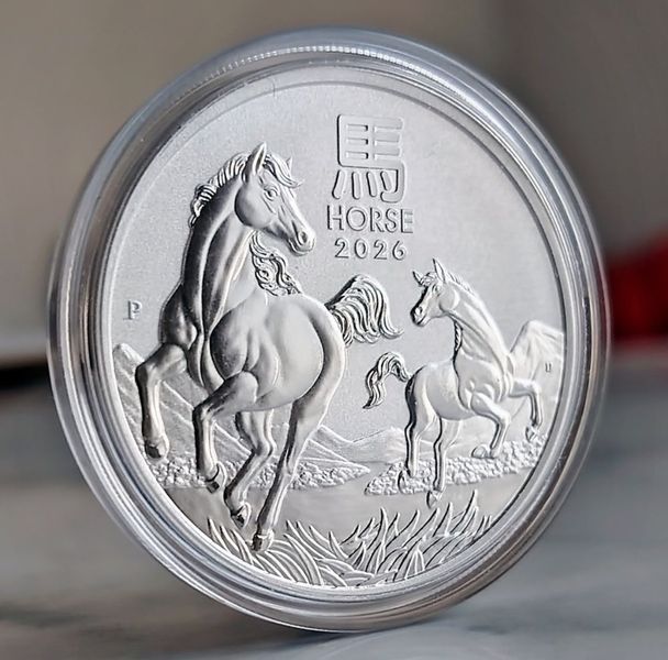 Срібна монета "Рік Коня", Австралія, 2026, 31,1 грам &mdash; фото товару | moneti.com.ua