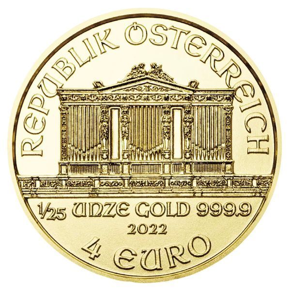 Золота монета Віденська Філармонія Wiener Philharmoniker 1/25 oz &mdash; фото товару | moneti.com.ua