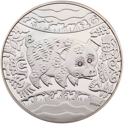 Срібна монета Рік Свині - Кабана 7383 фото